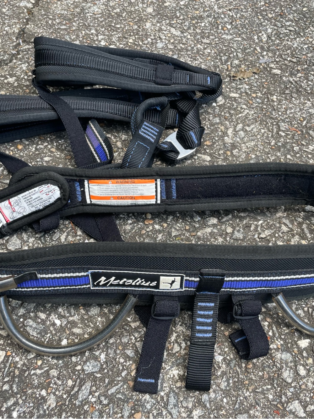 Men's Black Climbing Harness with Blue Accents medium